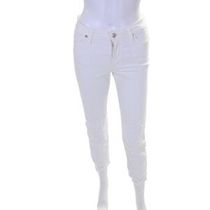 L.T.J Denim Womens High Rise Ripped Siena Slim Leg Jeans White Cotton Size 24